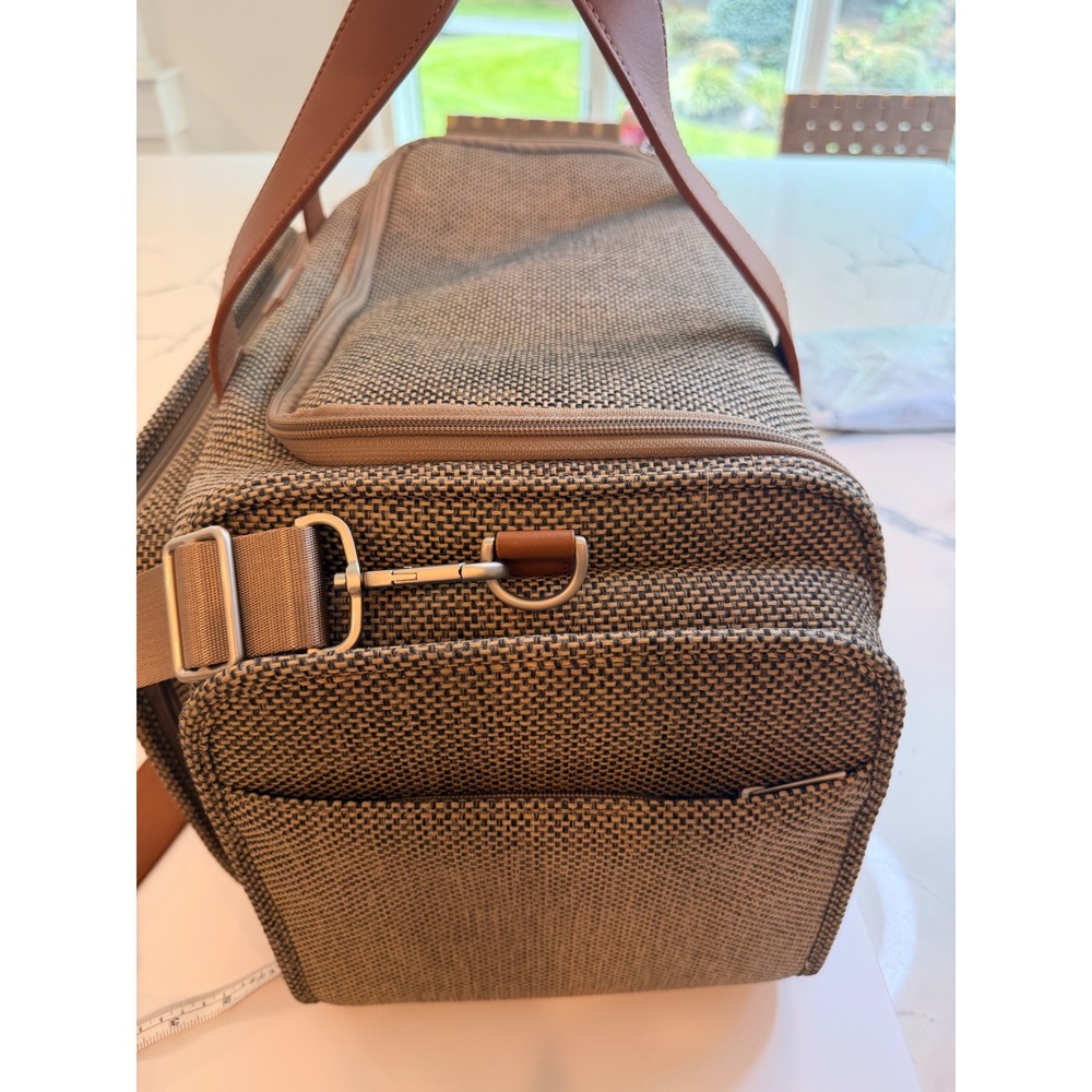Hartmann Herringbone Weekender Duffel Bag USB Charging Brown Tan 21" Carry On - Picture 14 of 16